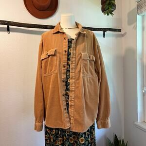 Original Use Tan Cotton Corduroy Button Front Oversized Shacket Size Large
